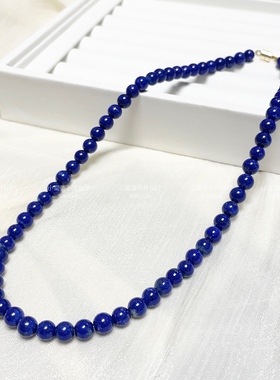 韩国ins博主fever青金蓝色串珠项链简约小众设计高级感锁骨链女