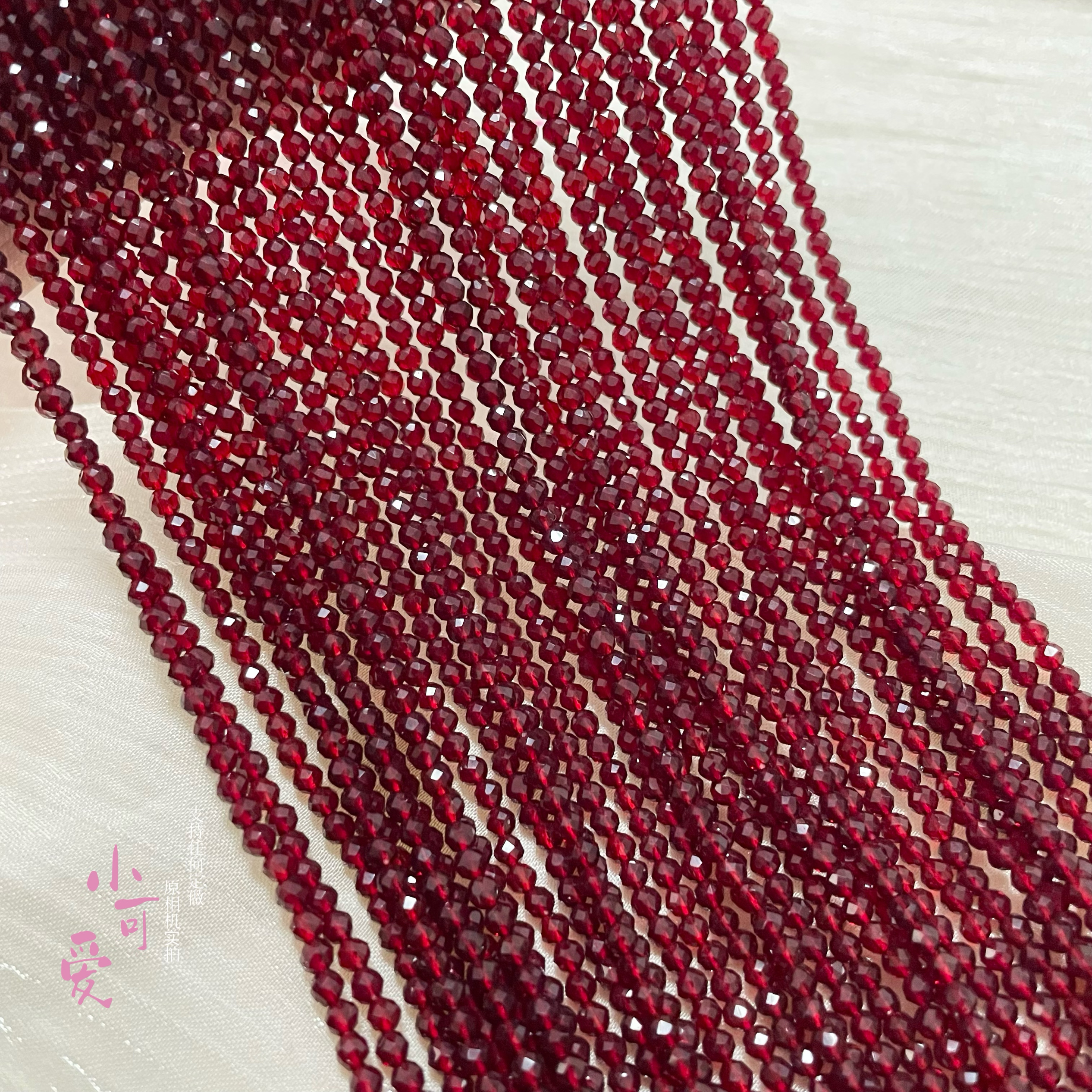 2025新年红安克拉红色锁骨链项链手链串珠刻面3mm转运珠手工散珠