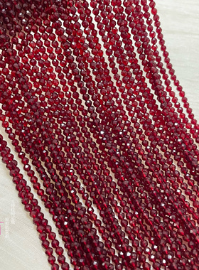 2025新年红安克拉红色锁骨链项链手链串珠刻面3mm转运珠手工散珠