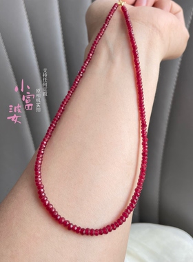 泰国AA级红宝石鸽血红平替品项链高级红玉髓烤色仿红宝锁骨链女