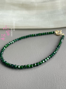 沙弗莱色绿沙石方糖手链2.5m切面超闪显白小众设计感闺蜜礼物手串