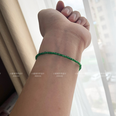 巨显白手链 哥伦比亚祖母绿宝石色尖晶手串精致女性方糖刻面款