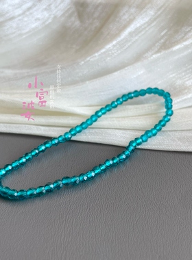 巨美孔雀蓝尖晶石手链3m女款刻面水晶手串帕拉伊巴蓝碧玺色系显白