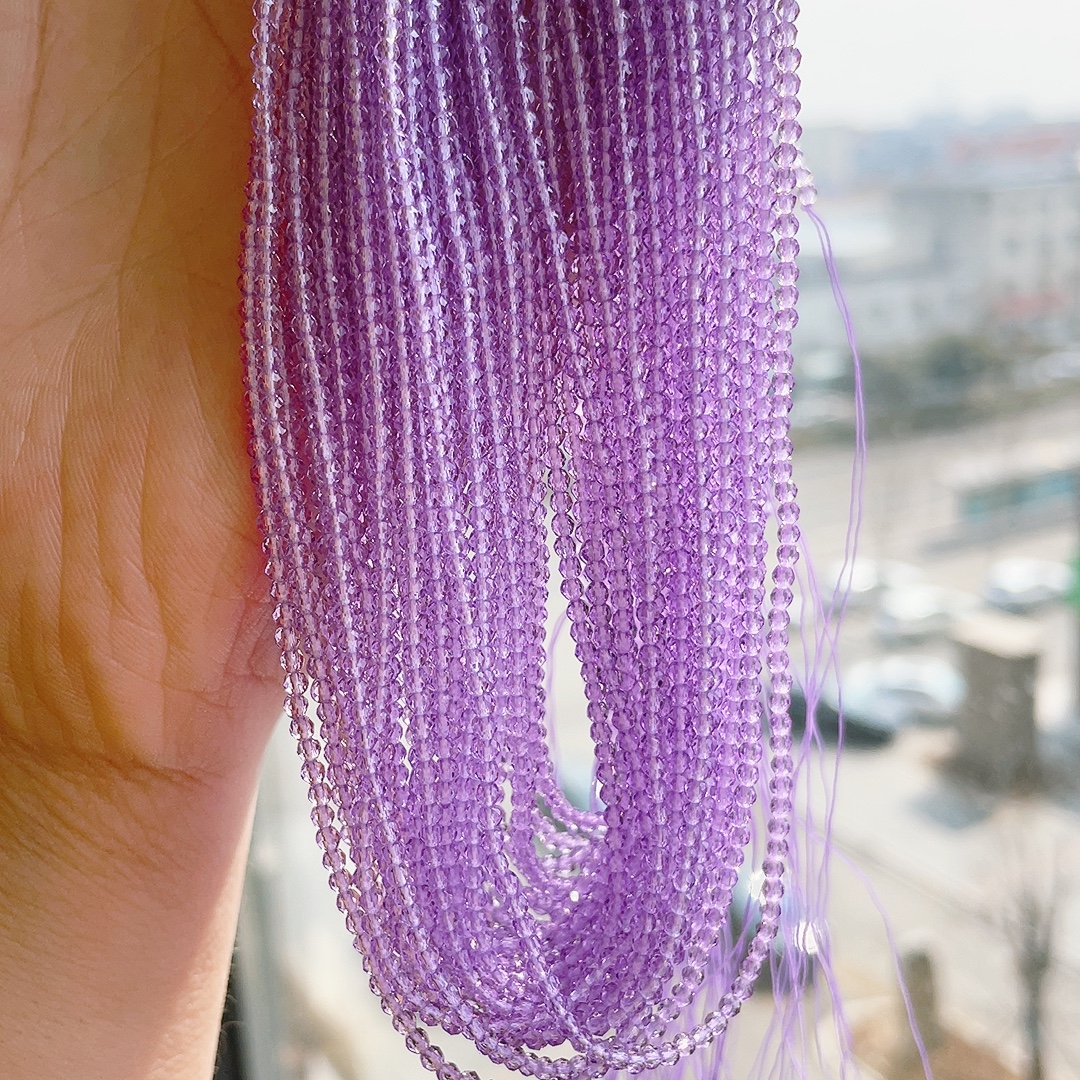 梦幻薰衣草紫水晶diy手作项链女锁骨链手链眼睛链 2m极细超闪刻面