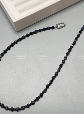 “我有你没有系列”天然蓝砂石钻石刻面玛瑙欧美高级感项链钛钢扣