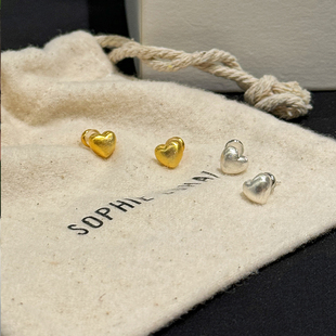 韩国博主同款salted磨砂mini小巧爱心超仙耳钉925银针耳环耳饰品