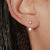 卖耳环 老大爷通体925银简约精致后挂式 双钻耳钉女两戴耳环耳饰