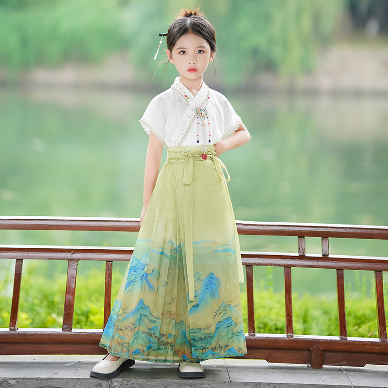 马面裙女童夏季套装2026新款夏季薄款儿童中国风汉服小女孩半身裙