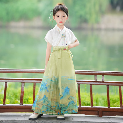 马面裙女童夏季套装2026新款夏季薄款儿童中国风汉服小女孩半身裙