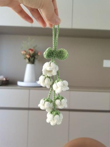 成品手工编织毛线钩织铃兰花挂件可爱针织包包精美书包挂件