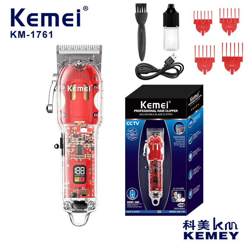 科美km-1761理发器专业电动剃头透明机身大功率理发推子发郎