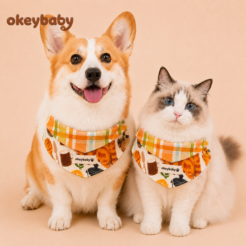 okeybaby原创宠物口水巾猫咪狗狗三角巾小围兜围巾小狗小猫领巾