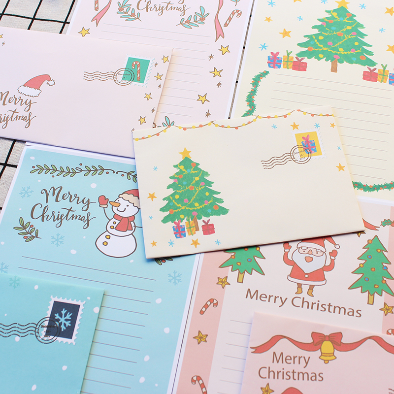 圣诞节可爱卡通信封学生表白信纸