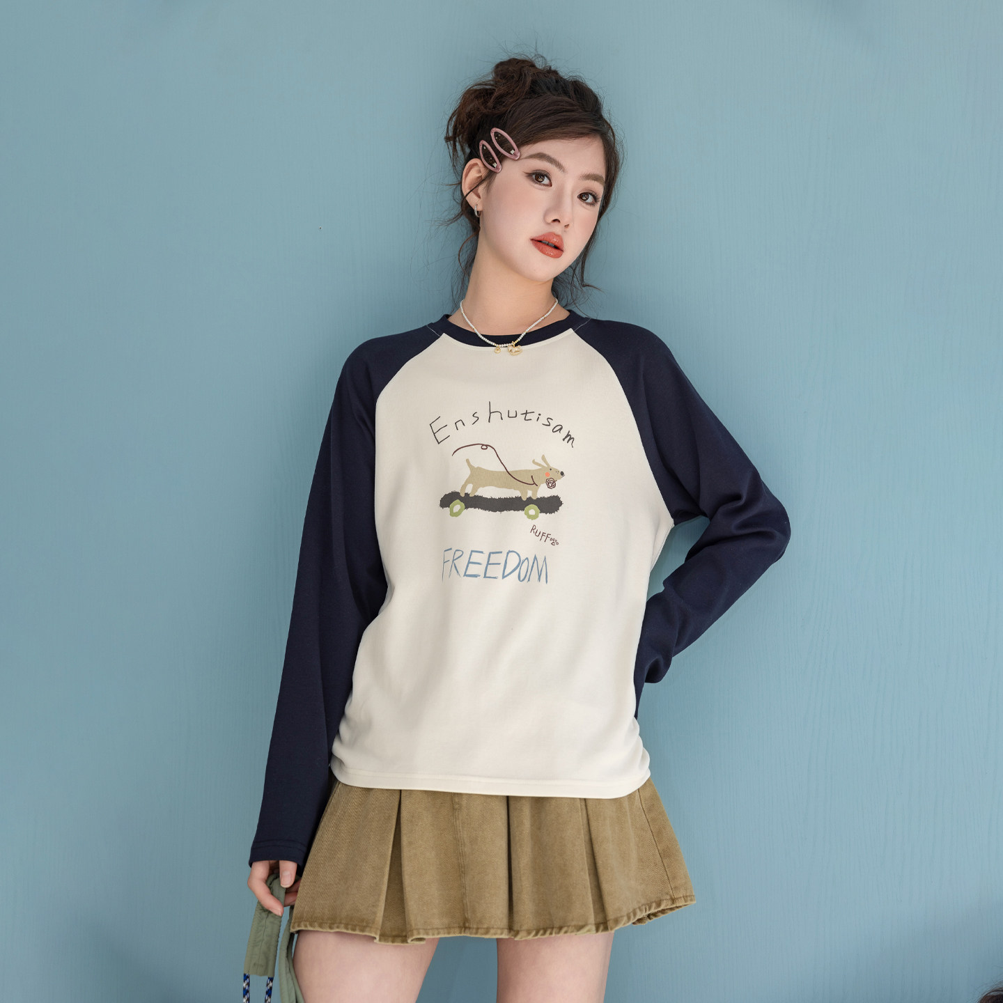 骄骄虎女童春款新款2026长袖T恤衫打底衫初中生长袖内搭上衣9020