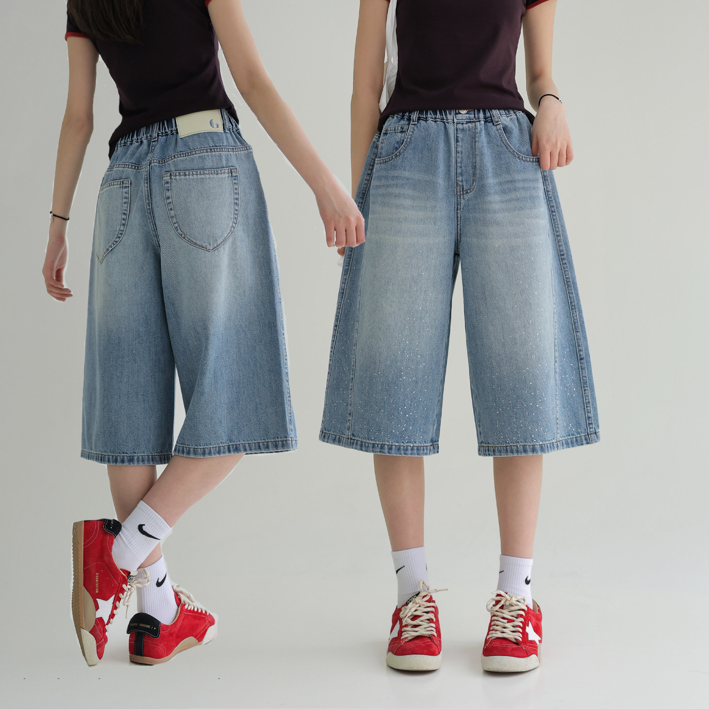 骄骄虎女童夏季薄款牛仔裤中裤七分裤2026新款初中生休闲短裤9149