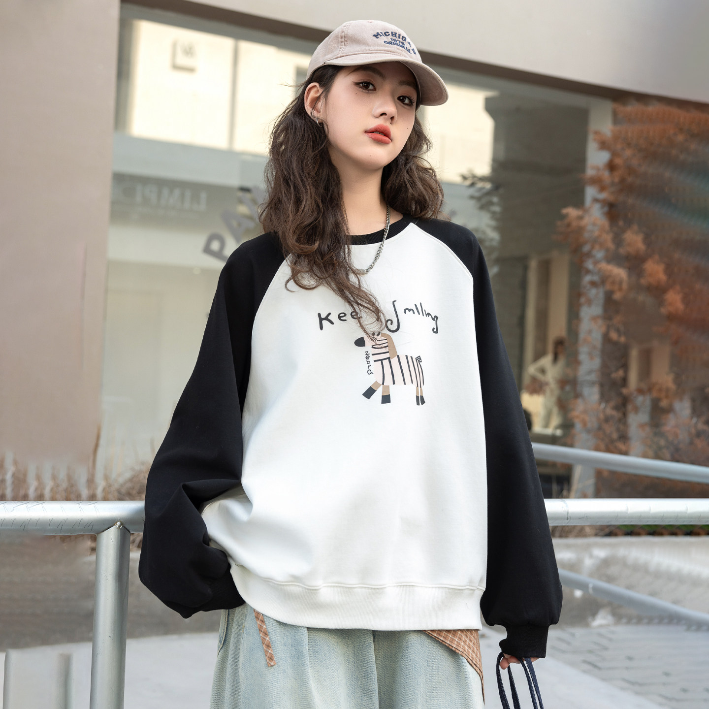 骄骄虎女大童卫衣2026春季新款初中生高中生圆领打底衫T恤衫9016