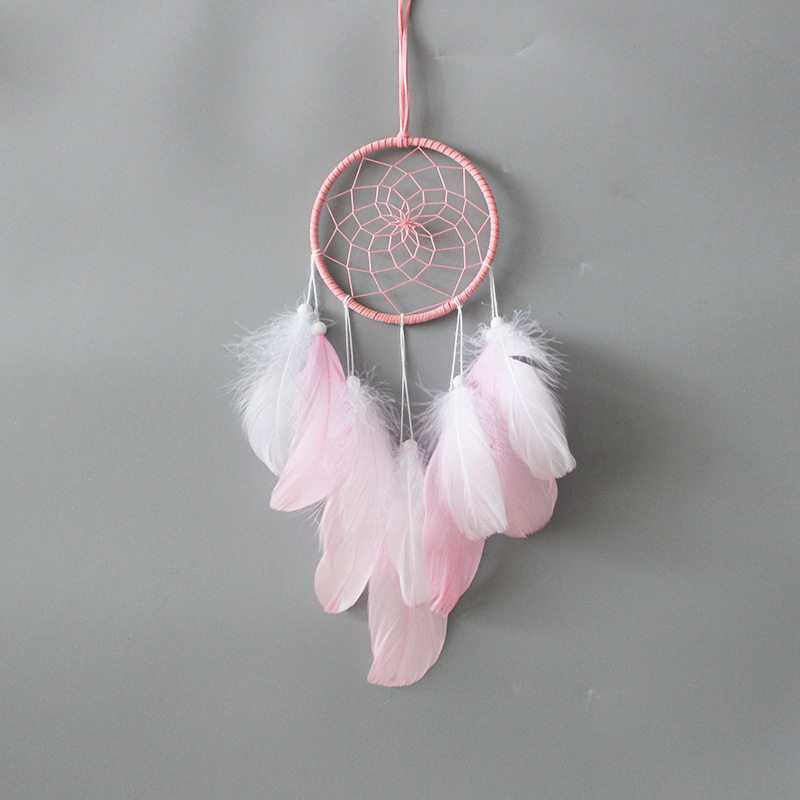 捕梦网少女心羽毛装饰挂饰创意居家饰品送同学生日毕业diy礼物带灯