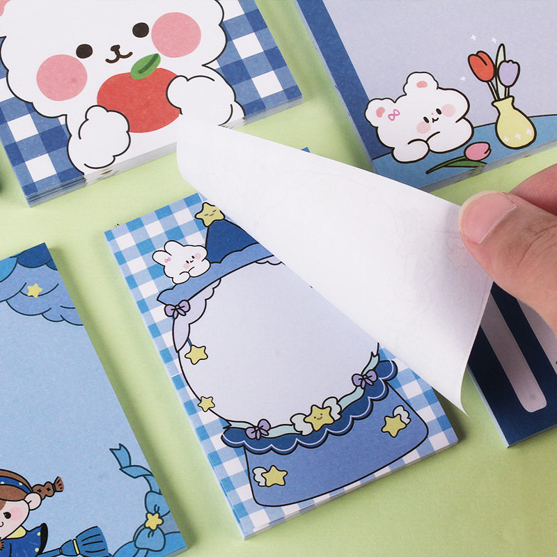 留言本记事本学生用便签本n次贴小本子标签贴可撕可爱卡通少女便利贴