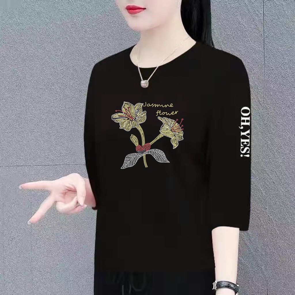 七分袖减龄宽松显瘦百搭妈妈气质