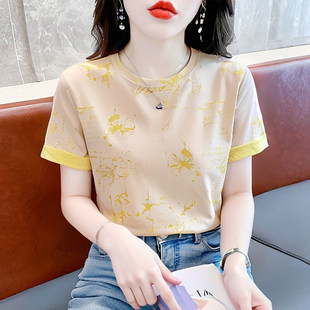 女装 设计感小众上衣女装 正肩妈妈t恤女2026新款 洋气圆领短袖 夏装