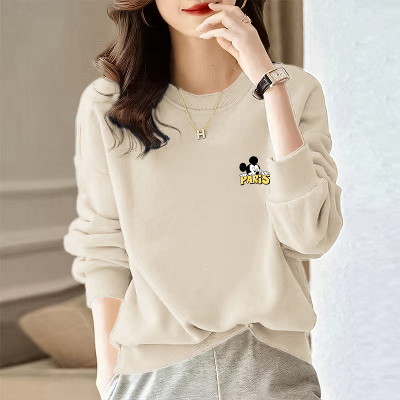 外套女大码卫衣中年秋季新款韩版宽松百搭圆领印花长袖上衣ins潮