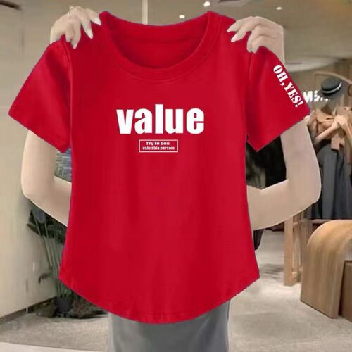 短袖T恤女夏2026时尚潮流韩版宽松收腰遮肉气质甜美小个子上衣女