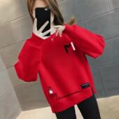 春秋季 上衣女 休闲宽松卫衣高档显瘦ins百搭女款 新款 加绒加厚长袖