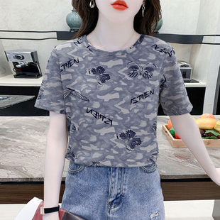 印花妈妈体恤ins女装 女上衣夏轻奢高级感2026新款 正肩女士t恤短袖