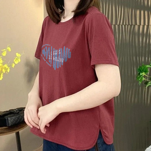妈妈装 上衣 印花T恤女宽松显瘦减龄时尚 清仓捡漏通勤风圆领短袖