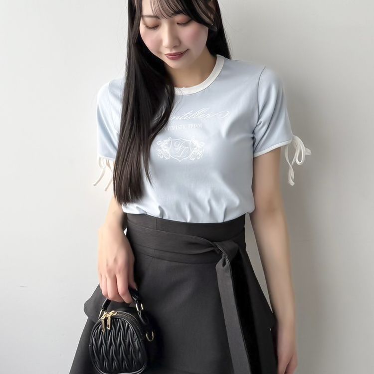 【新品】元气少女 纯原daz家 2025春夏短袖蝴蝶结系带短袖T恤上衣