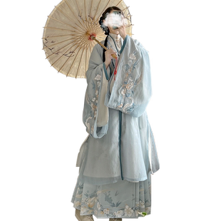 佐馨原创汉服【春茶兰馨】明制立领长衫一片式马面裙重工绣花春夏