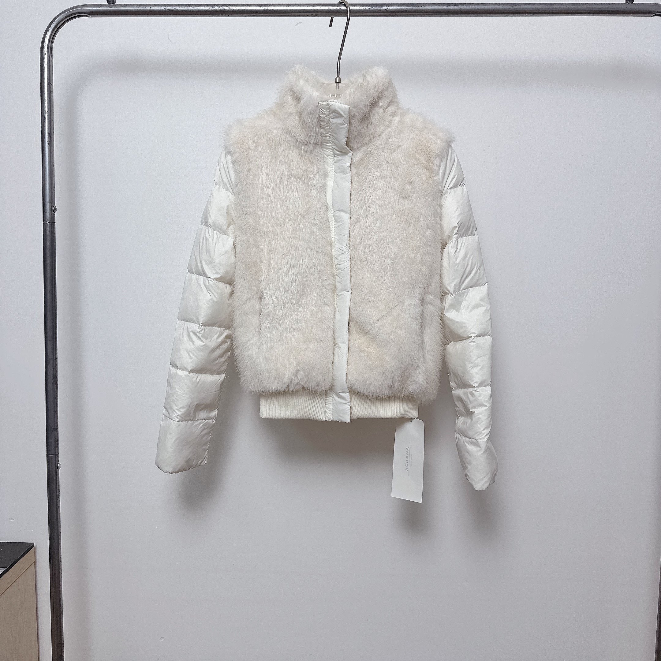 SUNONEONE 三防面料拼接短款小个子毛绒羽绒服女冬季立领显瘦外套