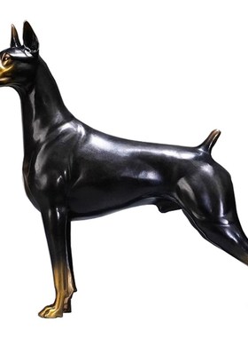 精选黄铜杜宾犬摆件工艺品客厅看门小狗落地W新中式电视柜乔