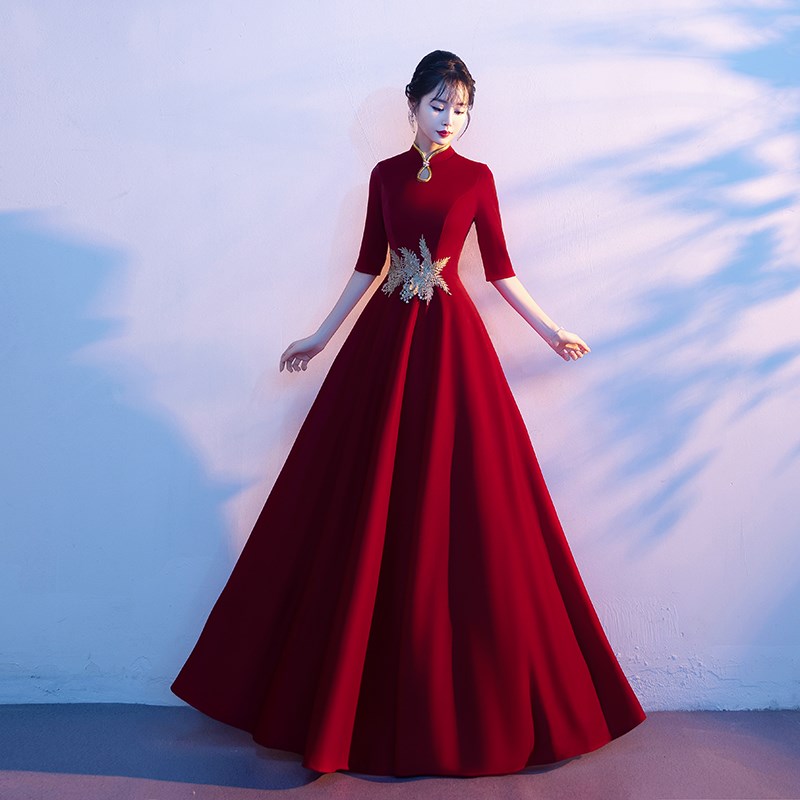 优选红歌大合唱演出服女长裙气质宴会主持指挥服装U现代舞台合唱