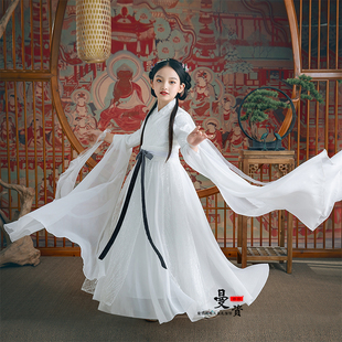 优选女童汉d服水袖 中国风飘逸走 古筝演出服超仙12岁改良儿童古装