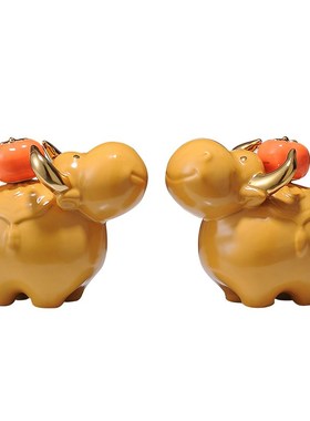 精选牛气冲e天牛柿寓意好摆件店铺开业乔迁装饰品运势如虹创意陶