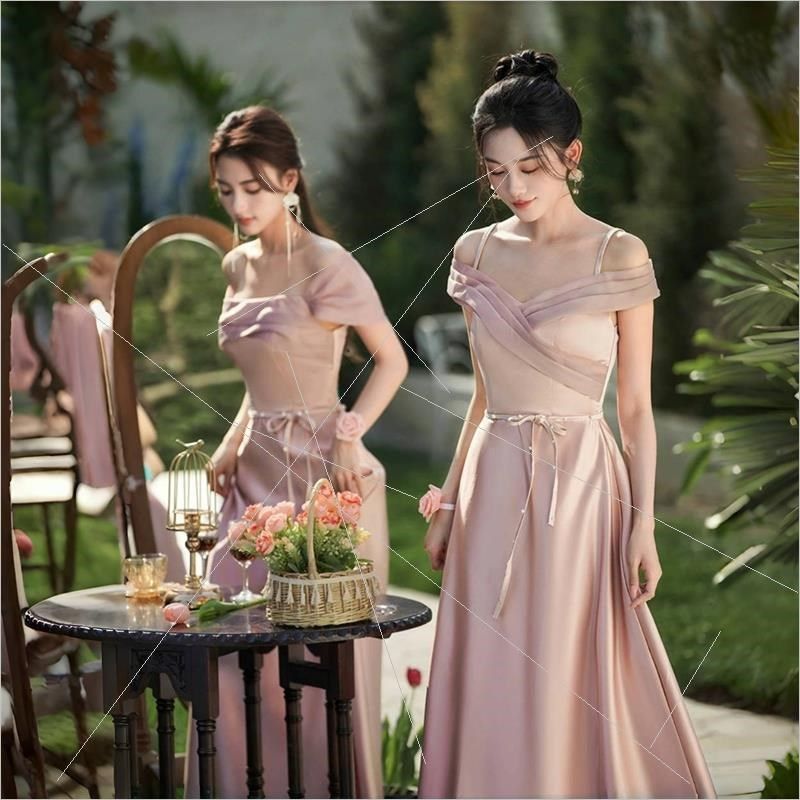 优选粉色伴娘服夏季新款t小众姐妹裙气质成人礼礼服毕业合唱演出