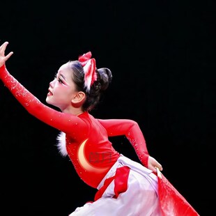 优选俏红b狐儿童演出服装狐狸舞蹈服动物表演假发头饰灵狐献瑞扇