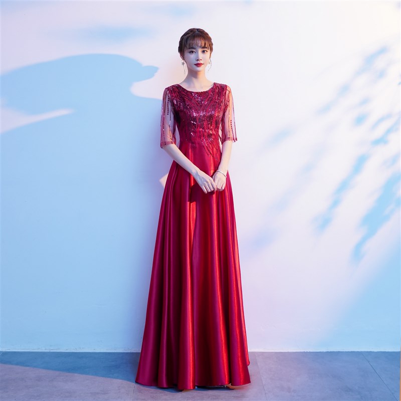 新选大合唱团演出服女长裙成人爱国朗F诵红歌比赛服饰独唱主持人