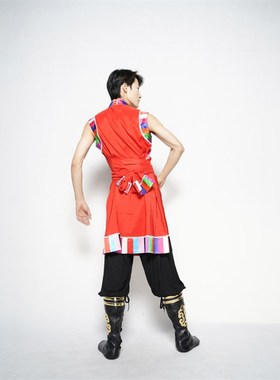 优选蒙古舞蹈演出服男练功裤v表演维族宽松藏族裤子蒙族黑色透气