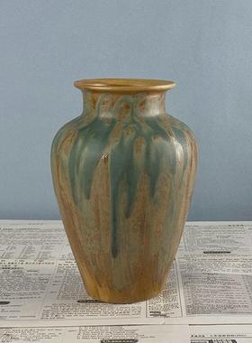 精选陶瓷侘寂风艺j术花盆复古粗陶民宿陶罐新中式居家干花简约摆