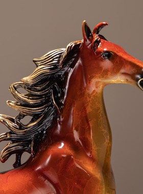 精选马到成功黄铜马摆n件新中式客厅F办公室领导装饰品公司开业礼