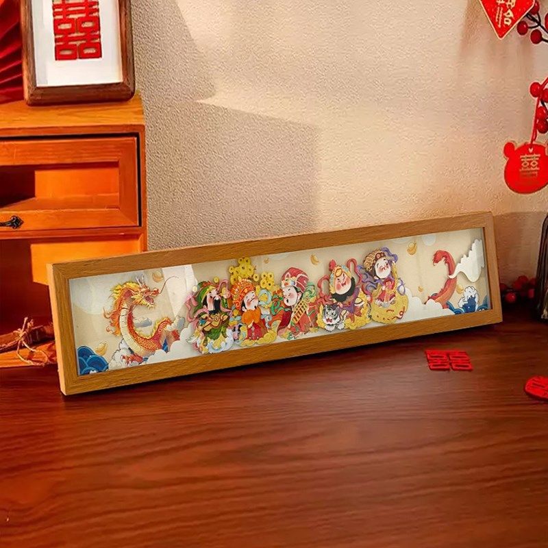 精选财神到纸雕摆台新中式客厅斗柜桌面摆台电视柜玄关Z柜装饰画,家居饰品,纸艺/纸雕画,淘宝优惠券,粉丝福利购,淘宝优惠卷
