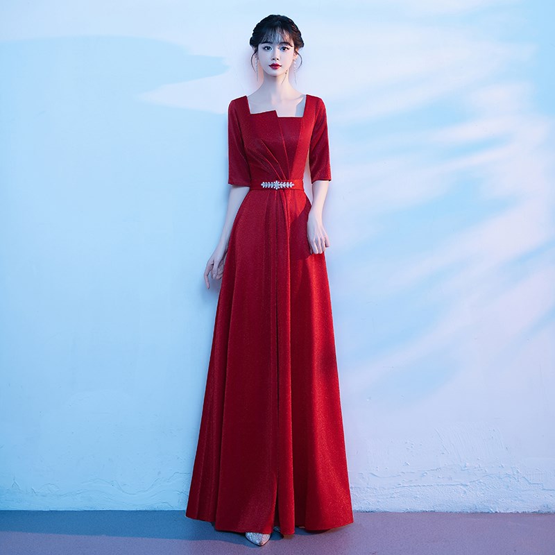 新选大合唱演出服女士长s裙成人诗歌朗诵表演红歌比赛宴会主持人