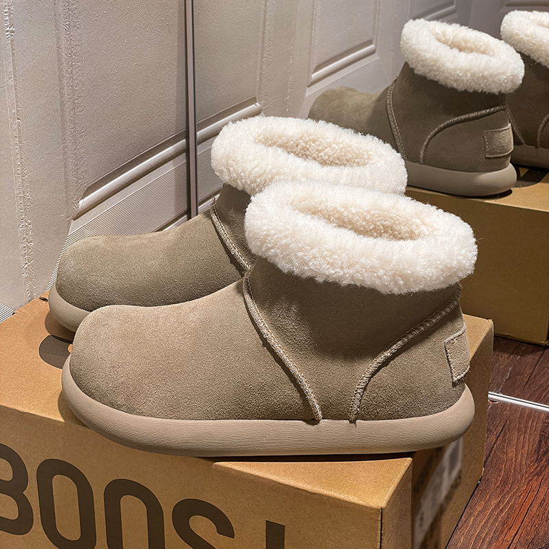 正品小土豆卷毛靴雪地靴女2025新款休闲保暖短筒真皮毛一体棉靴潮