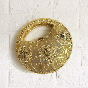 现货印度黄铜金属手拎包手工浮雕镂空手提包异域风情手挽包晚宴包