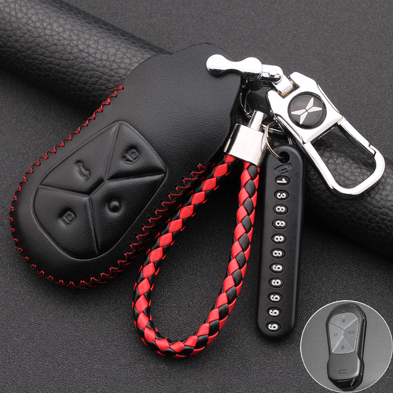 小鹏汽车P7汽车真皮钥匙套 2022款小鹏P5钥匙包 专用小鹏G3钥匙扣