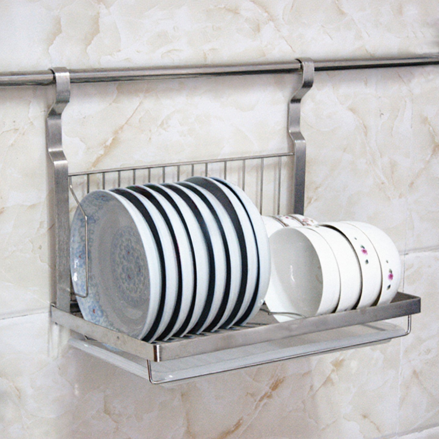 沥水架厨房壁挂式碗碟不锈钢碗架