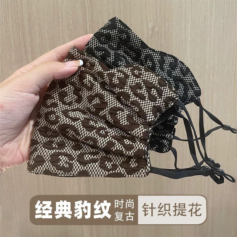 秋冬新款豹纹保暖防寒口罩女生时尚冬天户外防风护脸面罩颜值护眼