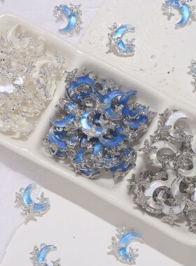 新款蝴蝶月亮猫眼鎏金合金吊坠 手工diy串珠材料手链项链饰品